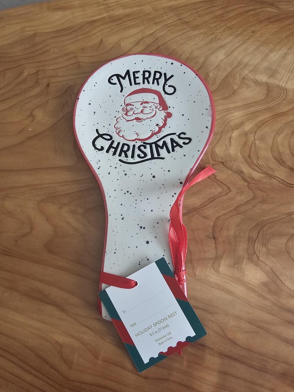 Global Desi White and Red Merry Christmas Spoon Rest - Picture 2 of 4